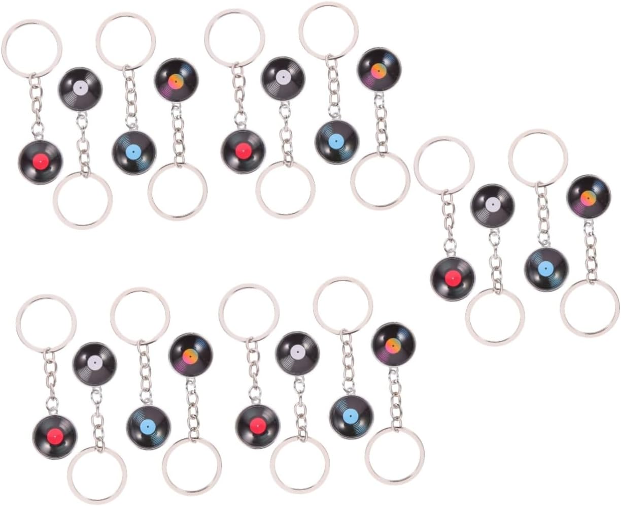 GALPADA 8 Pcs Record Keychain Key Decoration Set