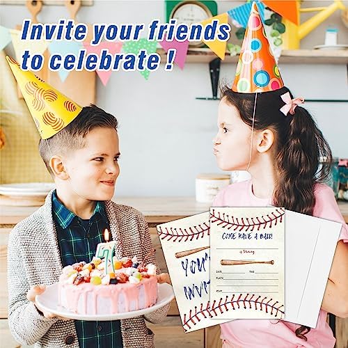 AWSICE Baseball Birthday Invites 20 Cards with Envelopes