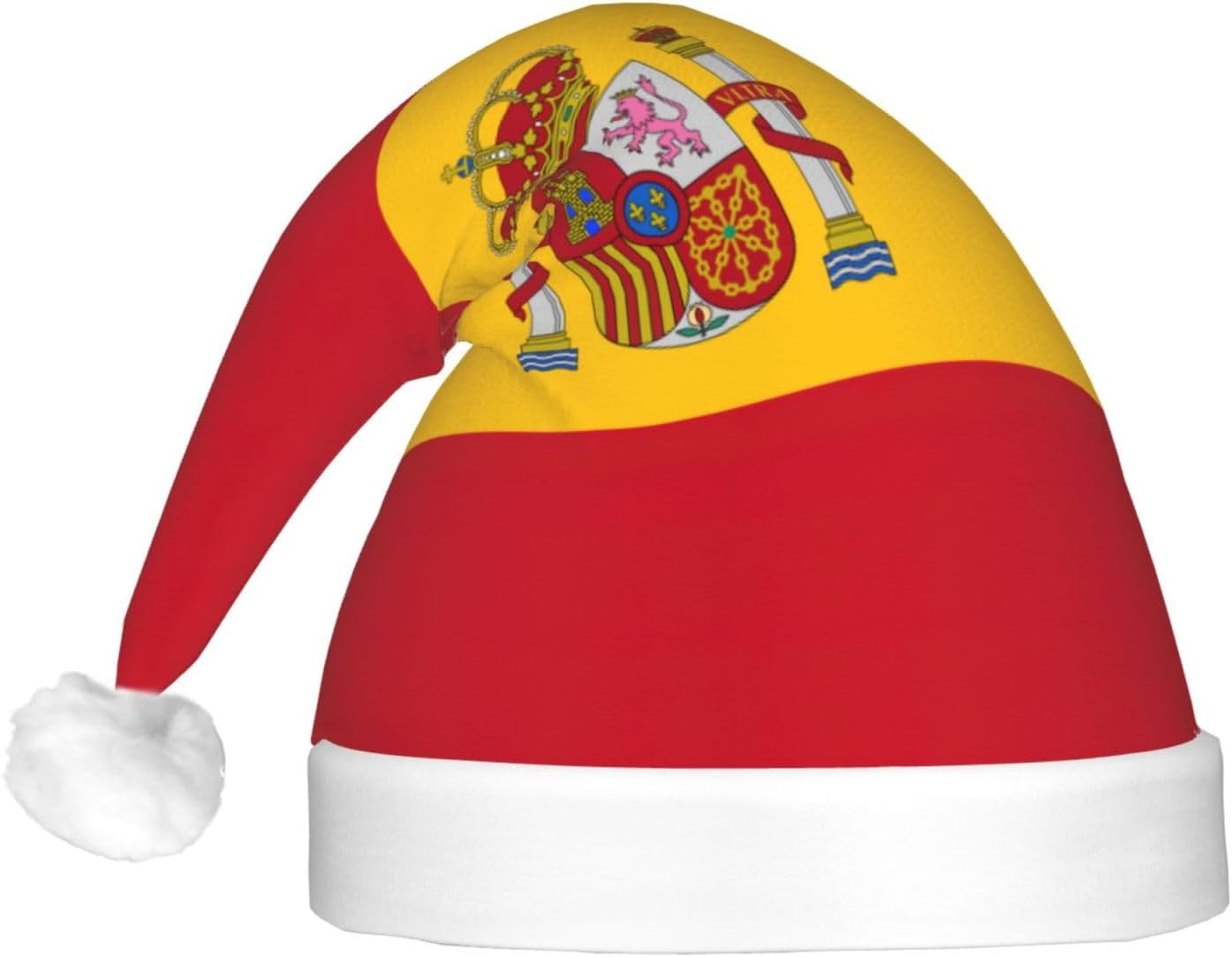 Spanish Flag Print Christmas Hat with LED Lights