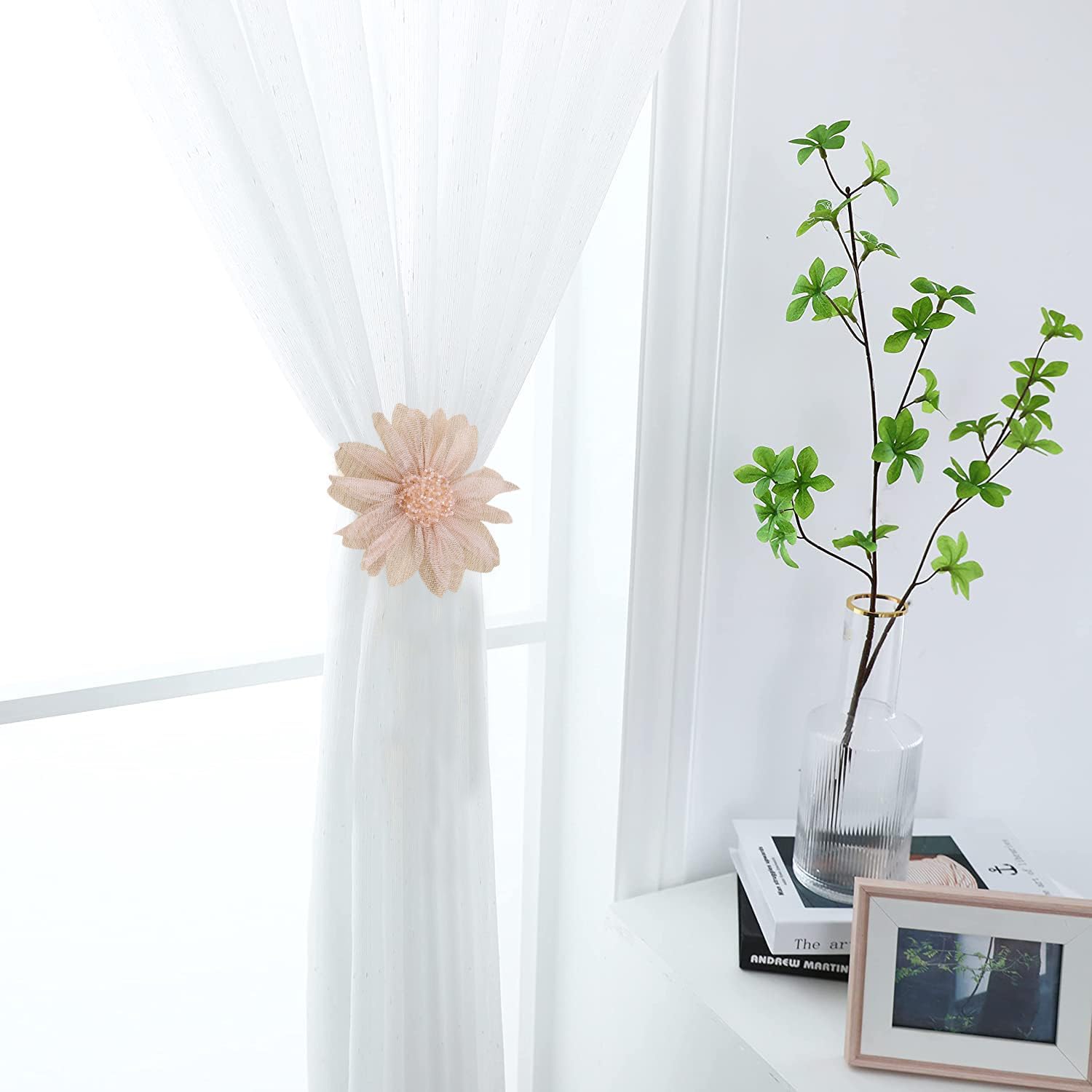 Flower Magnetic Curtain Tiebacks - 2 Pack Pink