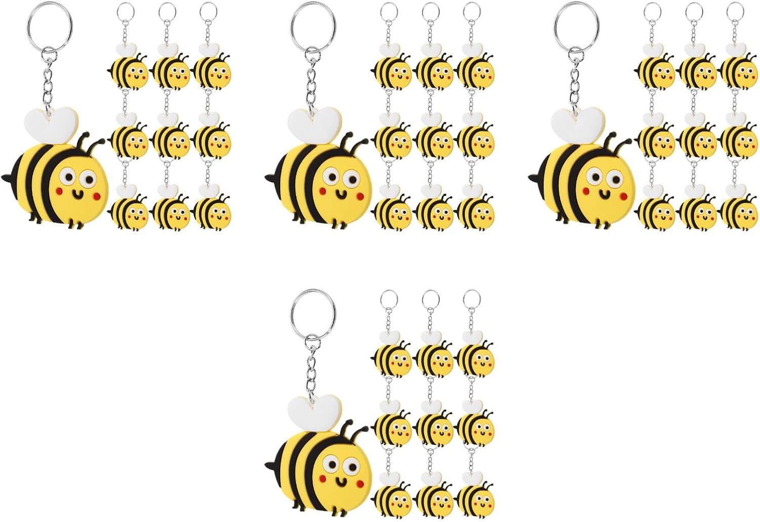 LUOZZY 40 Pcs Cartoon Bee Keychain Set Yellow