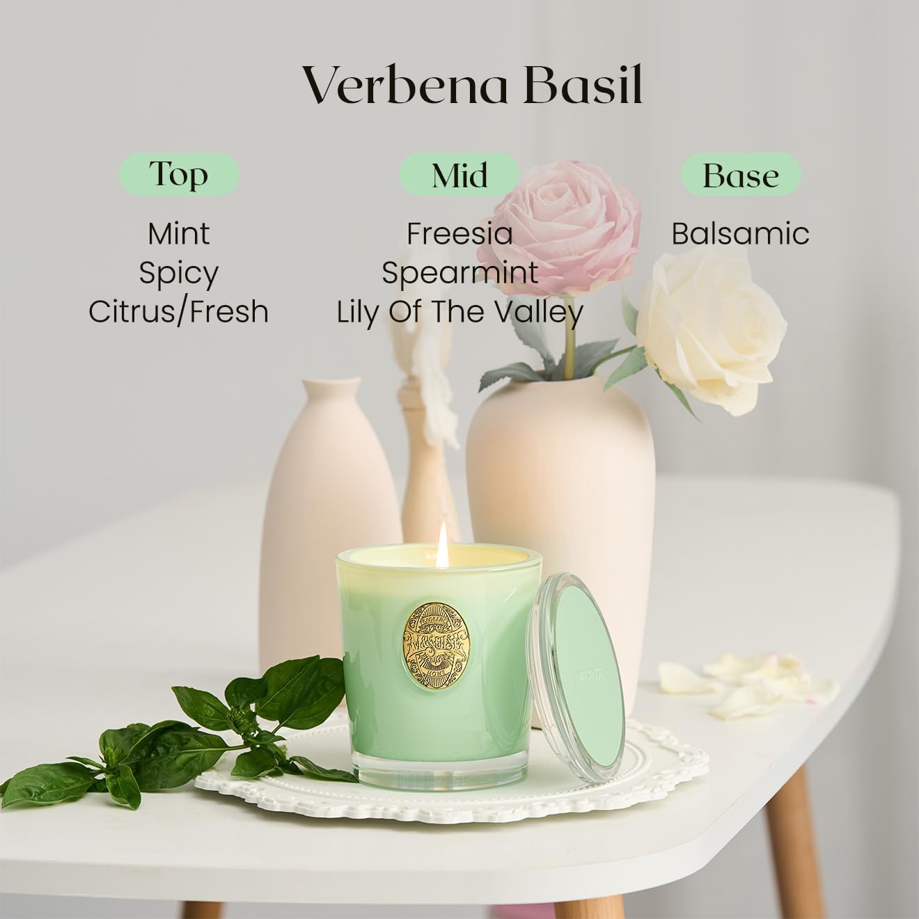 MSENSE Natural Soy Candle - Verbena Basil Green 102 oz 55H Burn