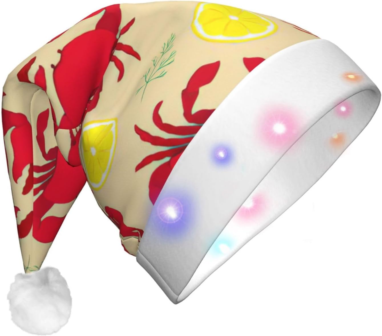 Lobster Crab Print LED Christmas Hat for Adults
