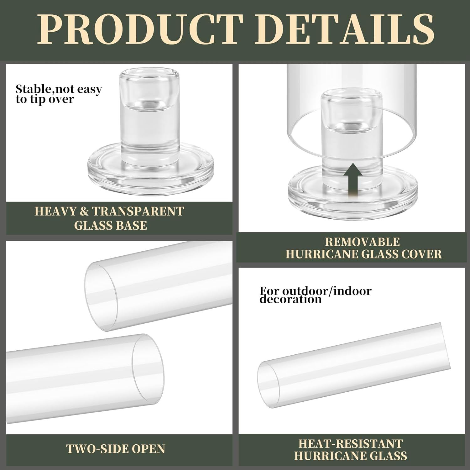 6pcs Hurricane Glass Candle Holders for Candlesticks