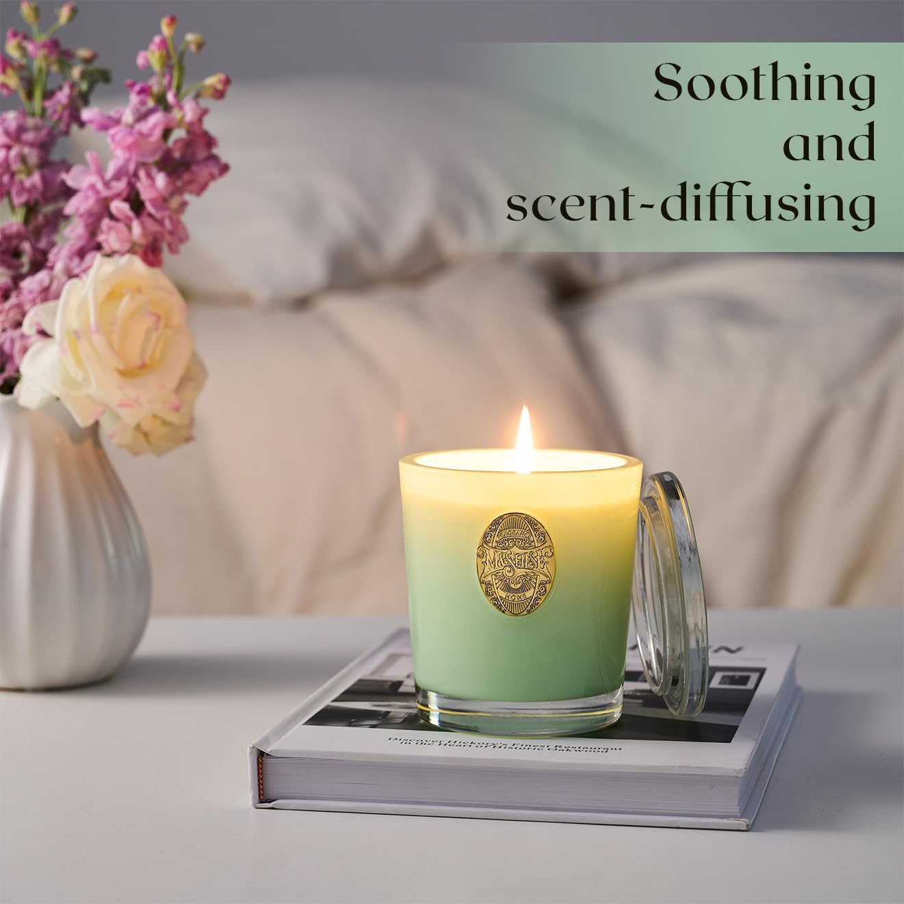 MSENSE Natural Soy Candle - Verbena Basil Green 102 oz 55H Burn