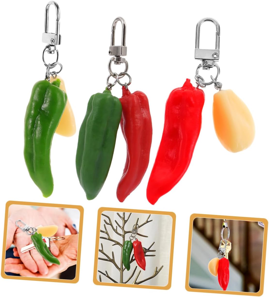 GALPADA Chili Keychain for Car Keys and Bag Hanging