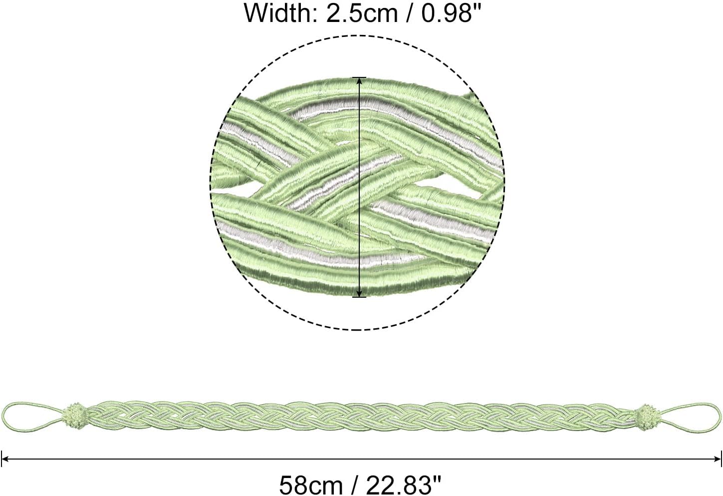 Uxcell 4Pcs Curtain Tiebacks with 4 Metal Hooks Green Silver