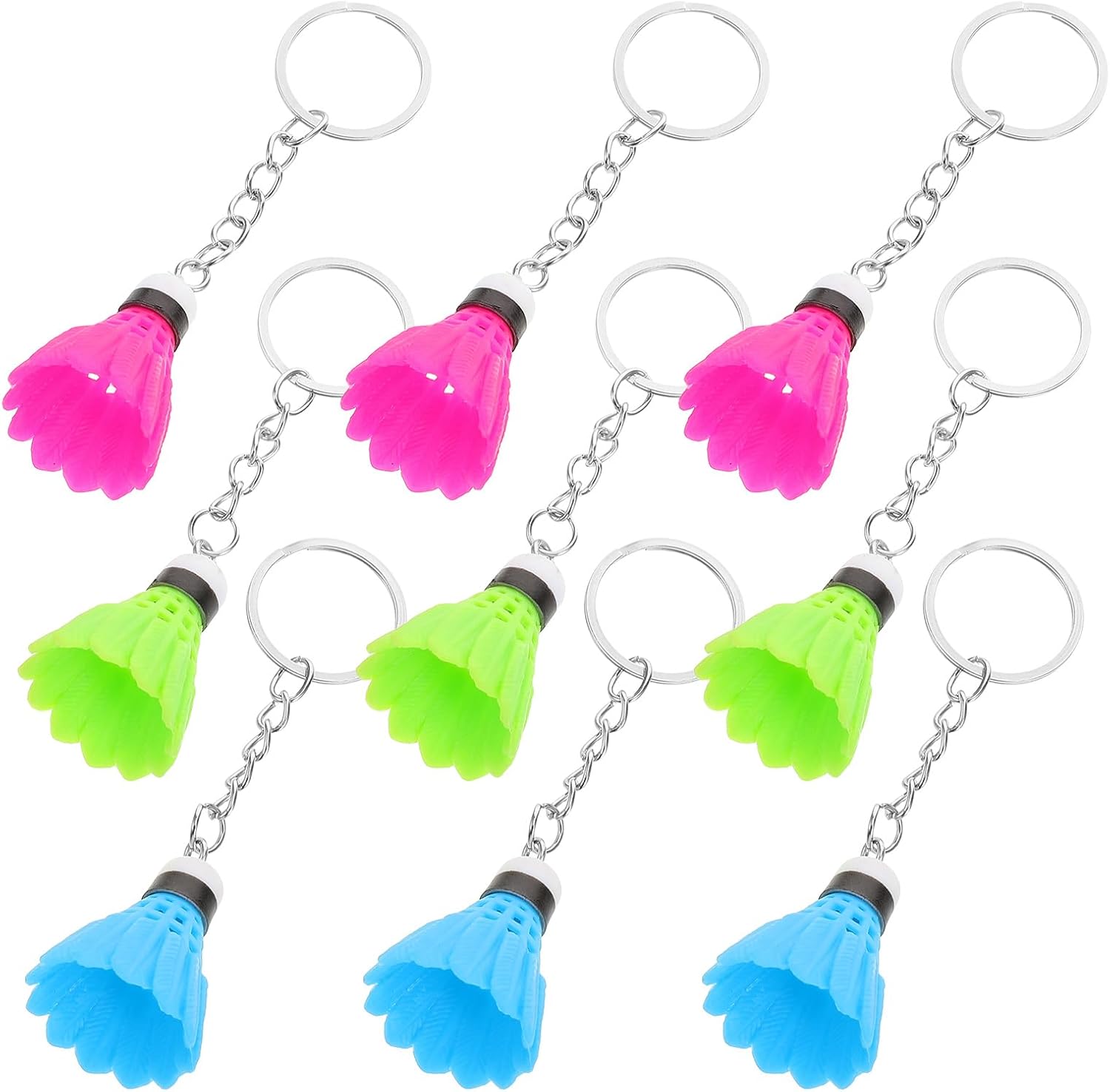 LOGOFUN 12PCS Mini Shuttlecock Keychain Sports Keyrings