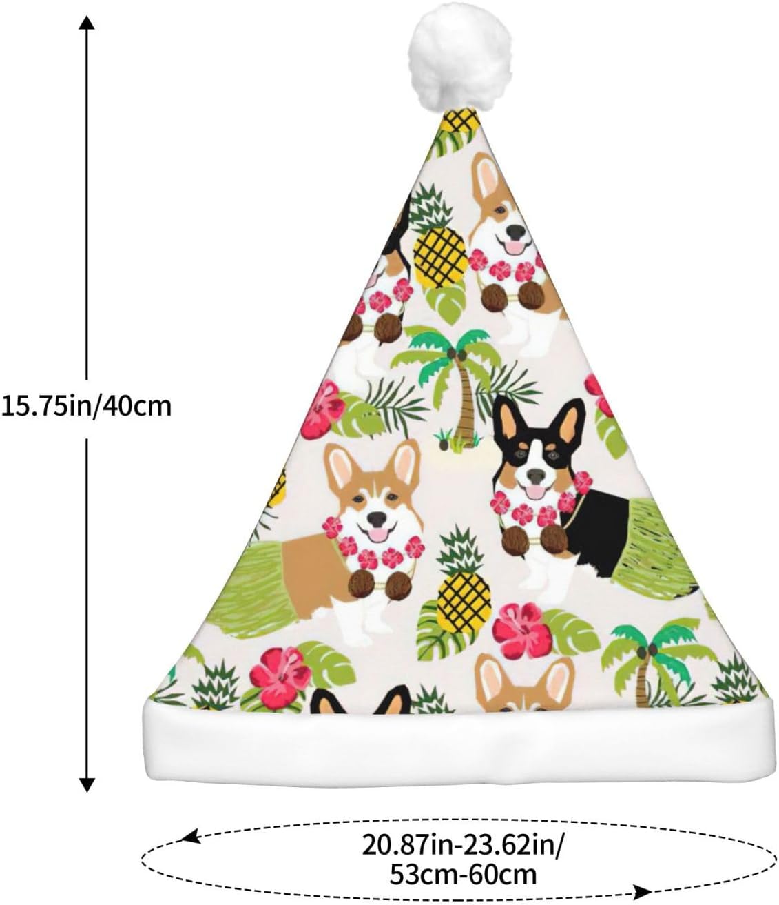 Corgi Pineapple Print LED Christmas Hat for Adults