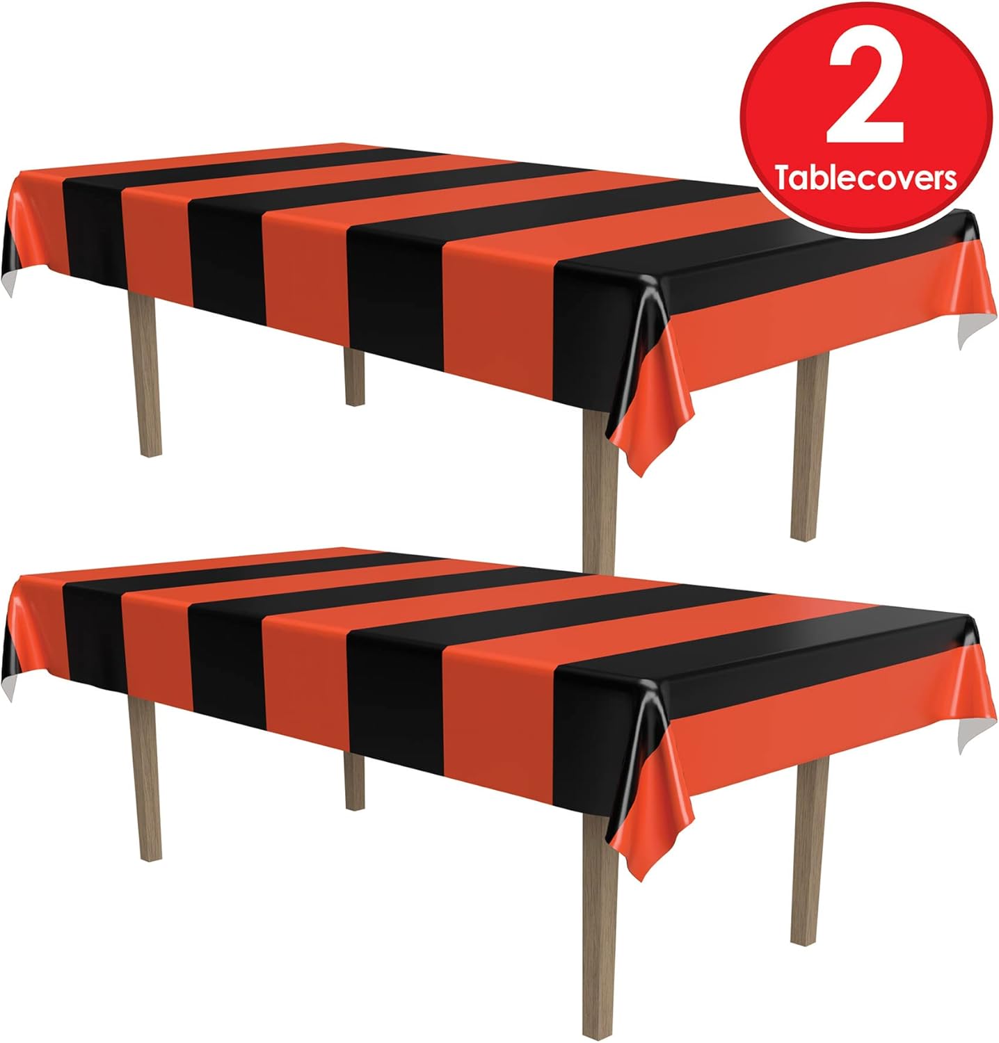 Beistle Halloween Orange Black Striped Table Covers 2 Pack