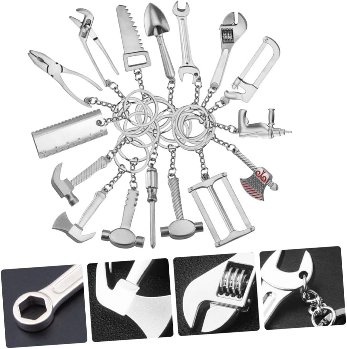 20pcs Unique Wrench Keychain DIY Decor Pendants