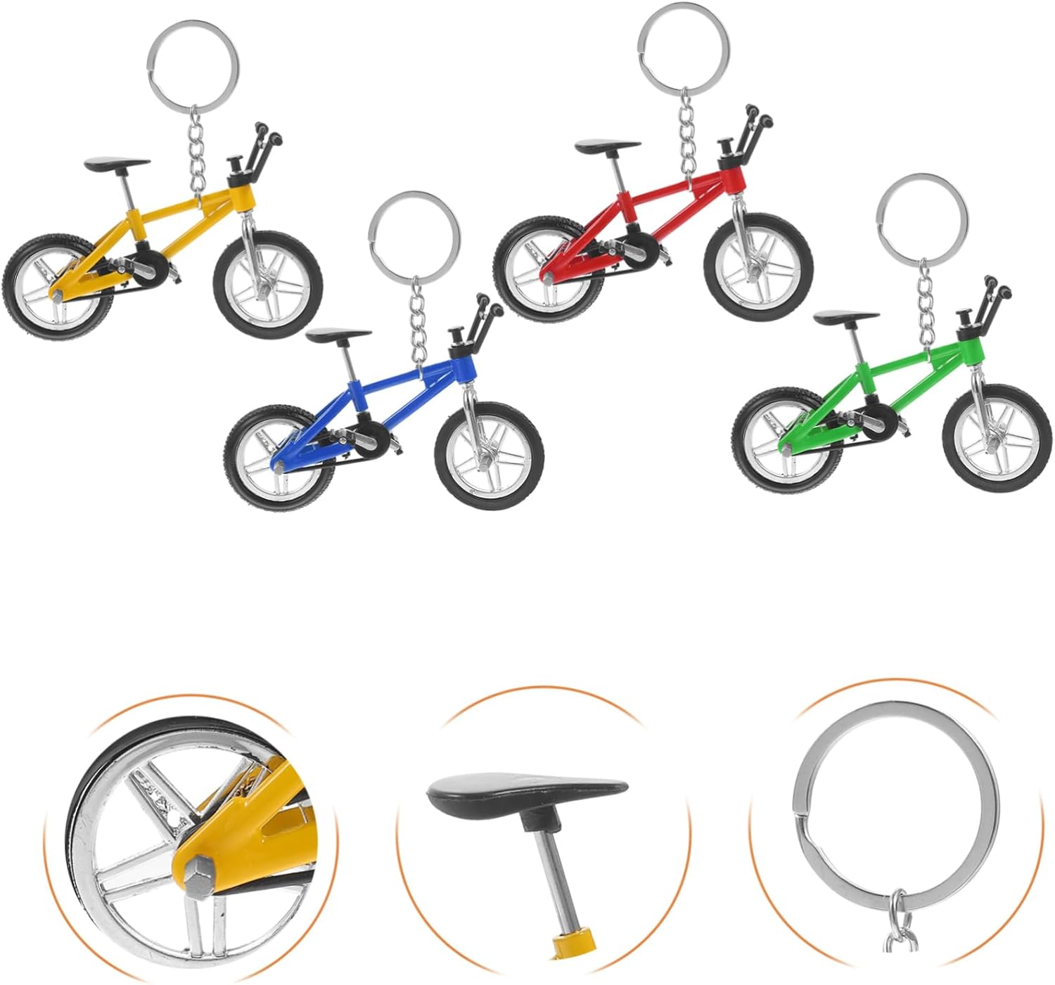Homoyoyo 4pcs Mini Bicycle Keychains - Alloy Racing Bike Key Rings