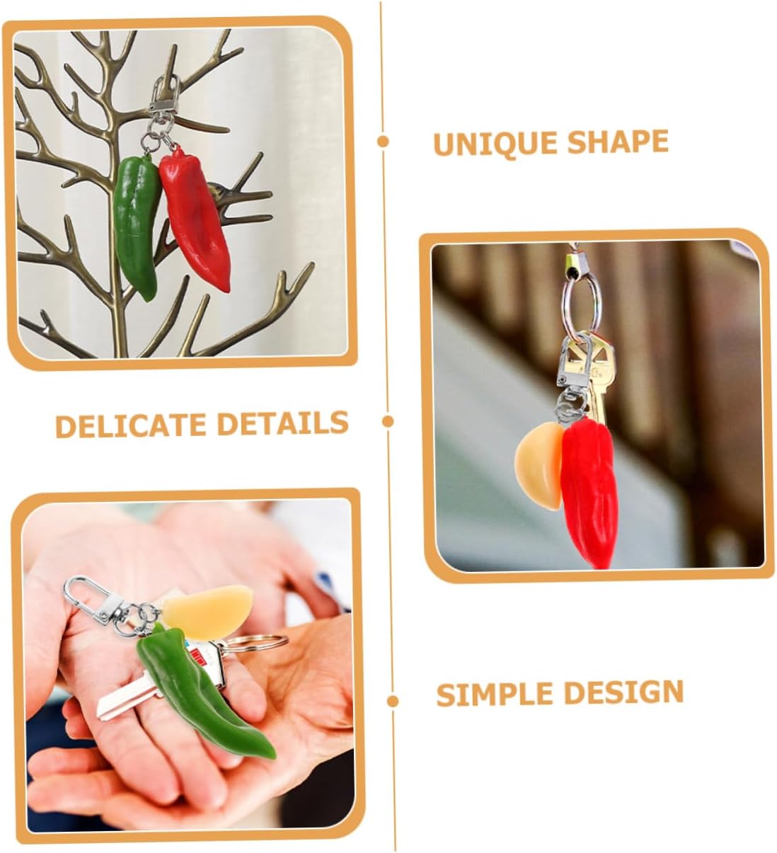 SOIMISS Chili Keychain with Pepper and Garlic Design