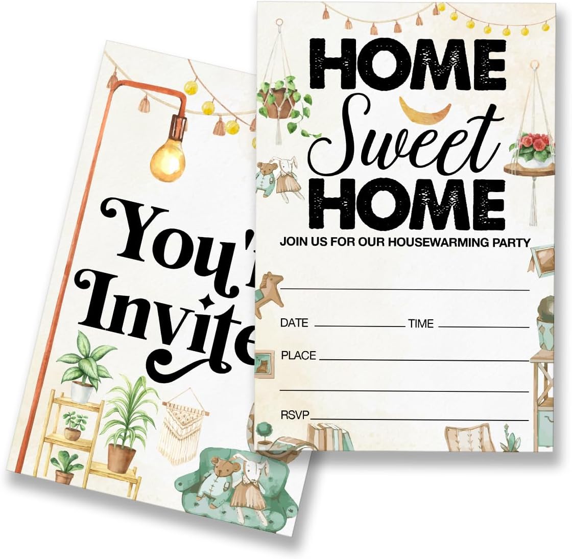 EUDOSI Retro Rustic Housewarming Party Invitation Set of 20 with Envelopes