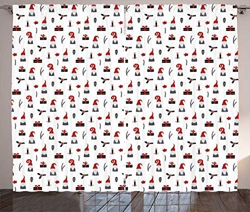Lunarable Gnome Curtains 2 Panel Set 108x108 Paprika Charcoal Grey