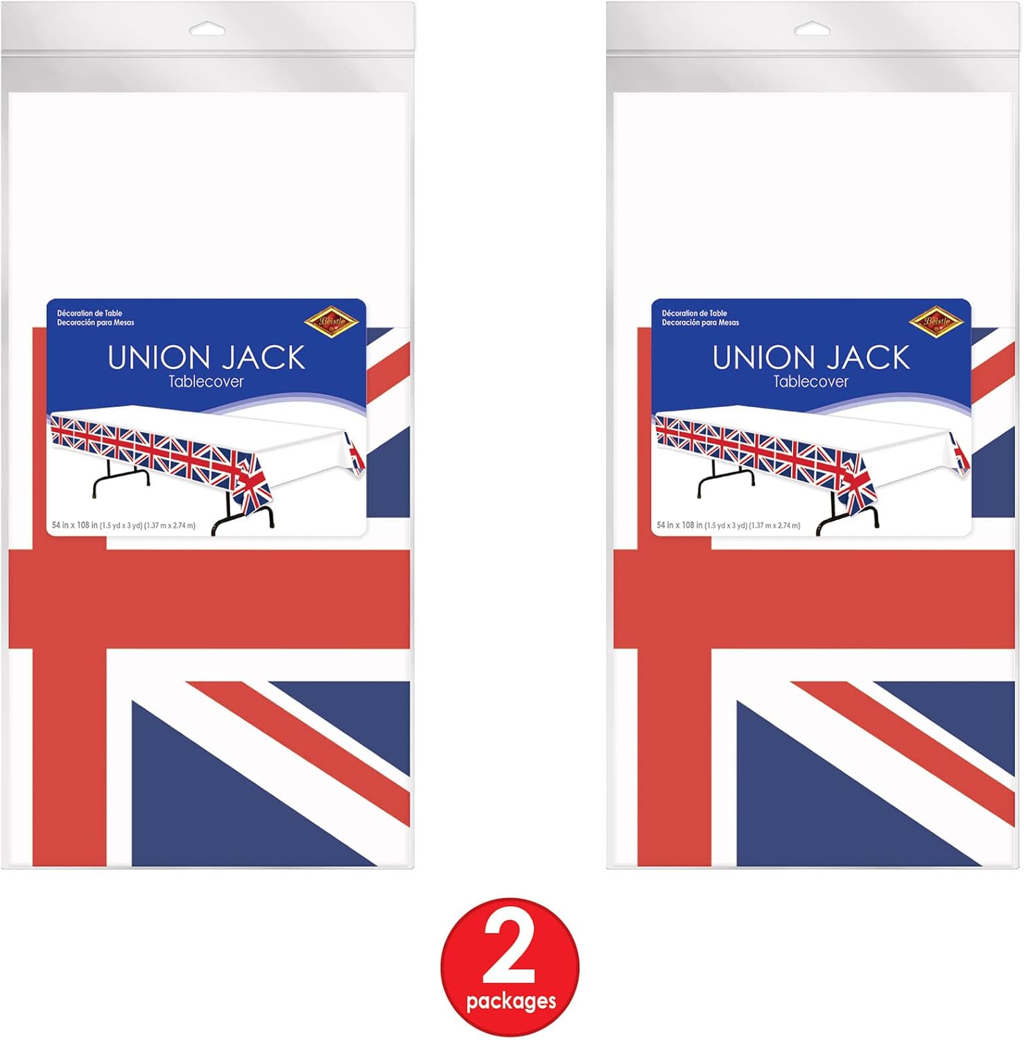 Beistle 2-Pack Union Jack Rectangular Tablecovers