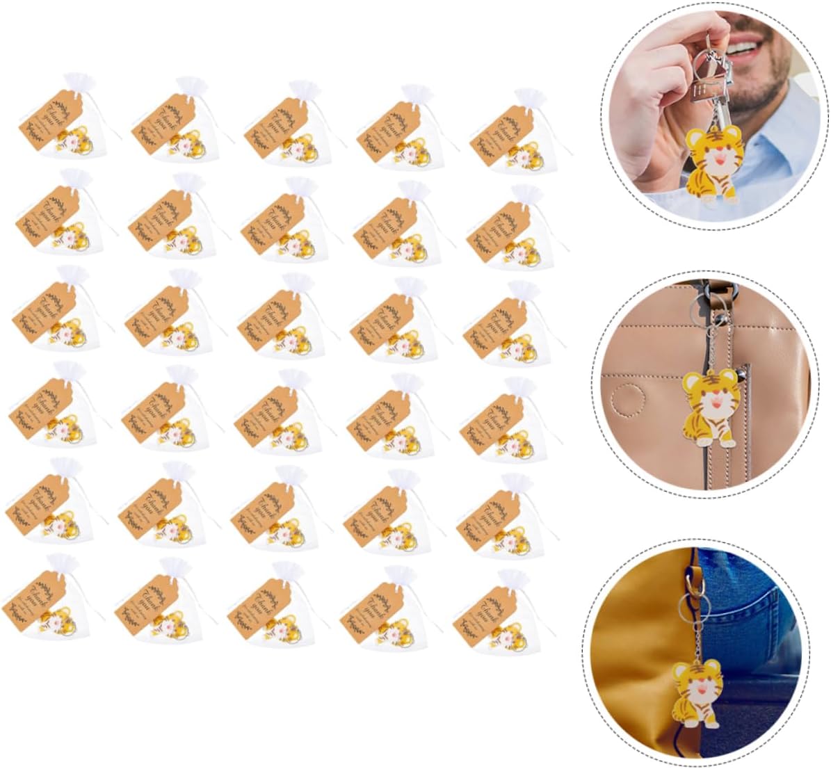 Vaguelly 30 Piece Adorable Cartoon Tiger Keychains