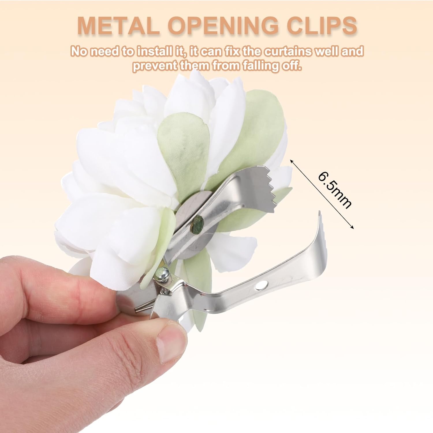 PATIKIL Lotus Flower Curtain Tiebacks 2 Pcs White Artificial Floral Clips