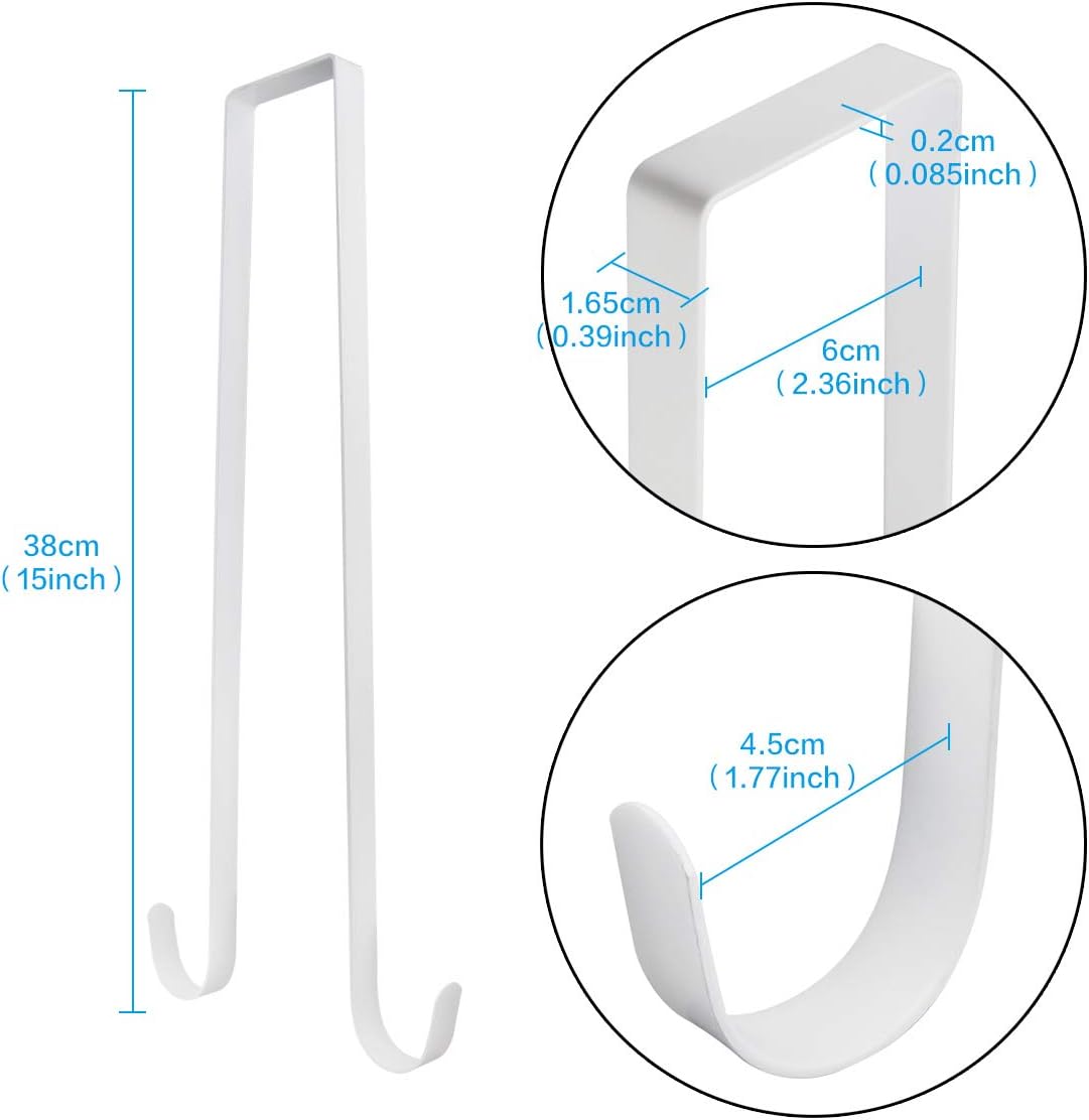 15-inch Double-Sided Wreath Hook for Christmas Durable Metal White