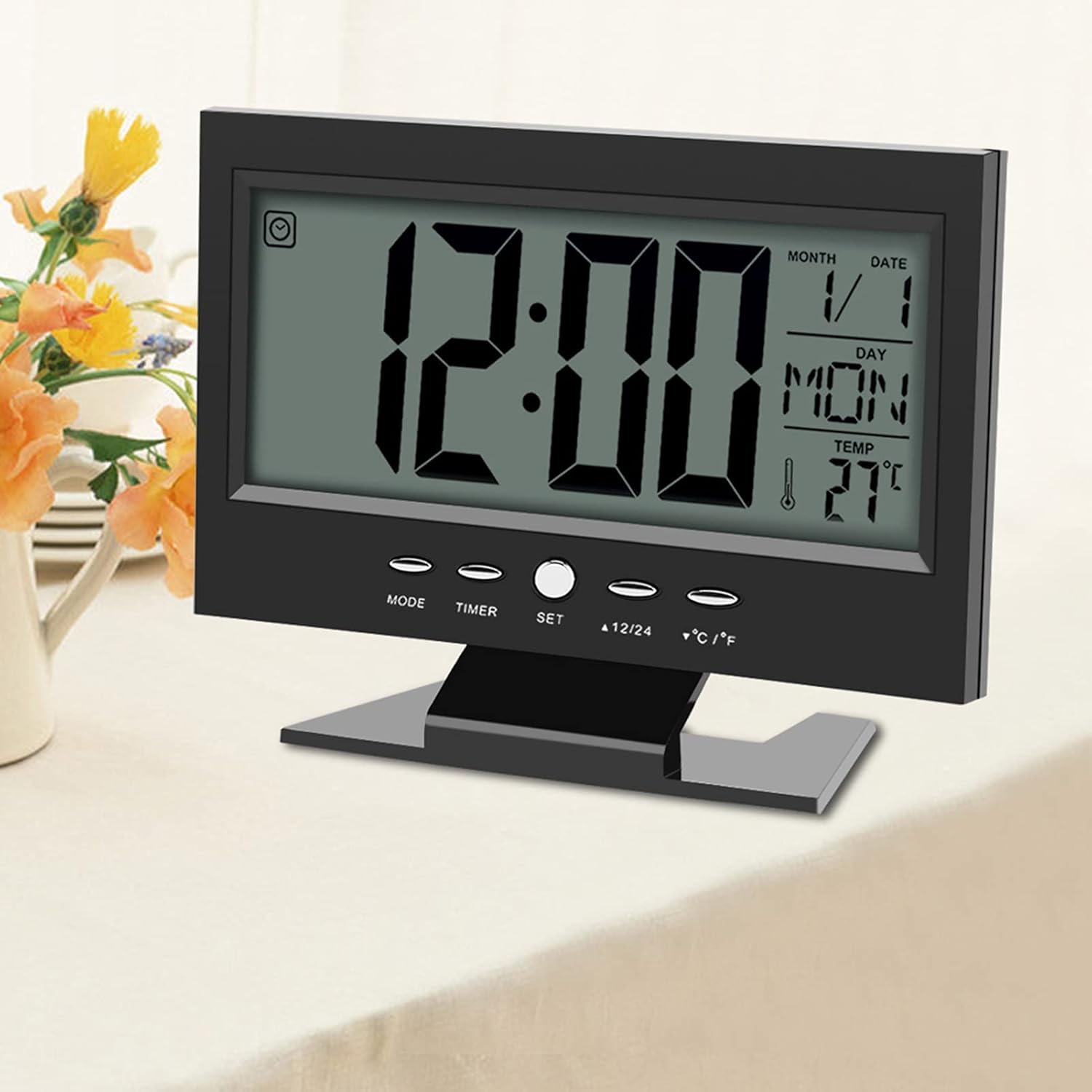 Tiiyee Electric Clock with Calendar and Temp Display