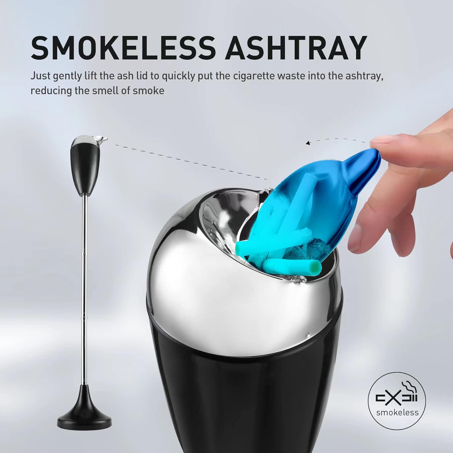 Adjustable Ashtray with Lid for Outdoor Use