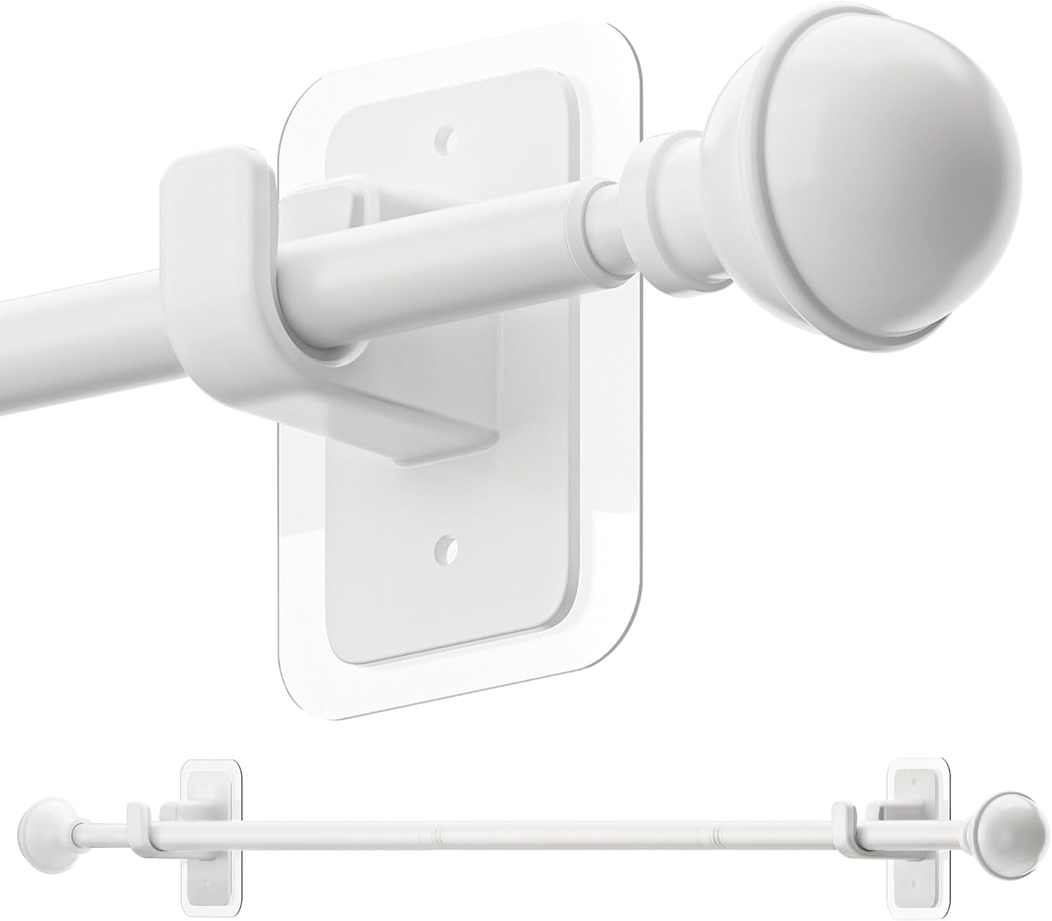 ENJOYBASICS No Drill Curtain Rods White 27-65 Inch Adjustable