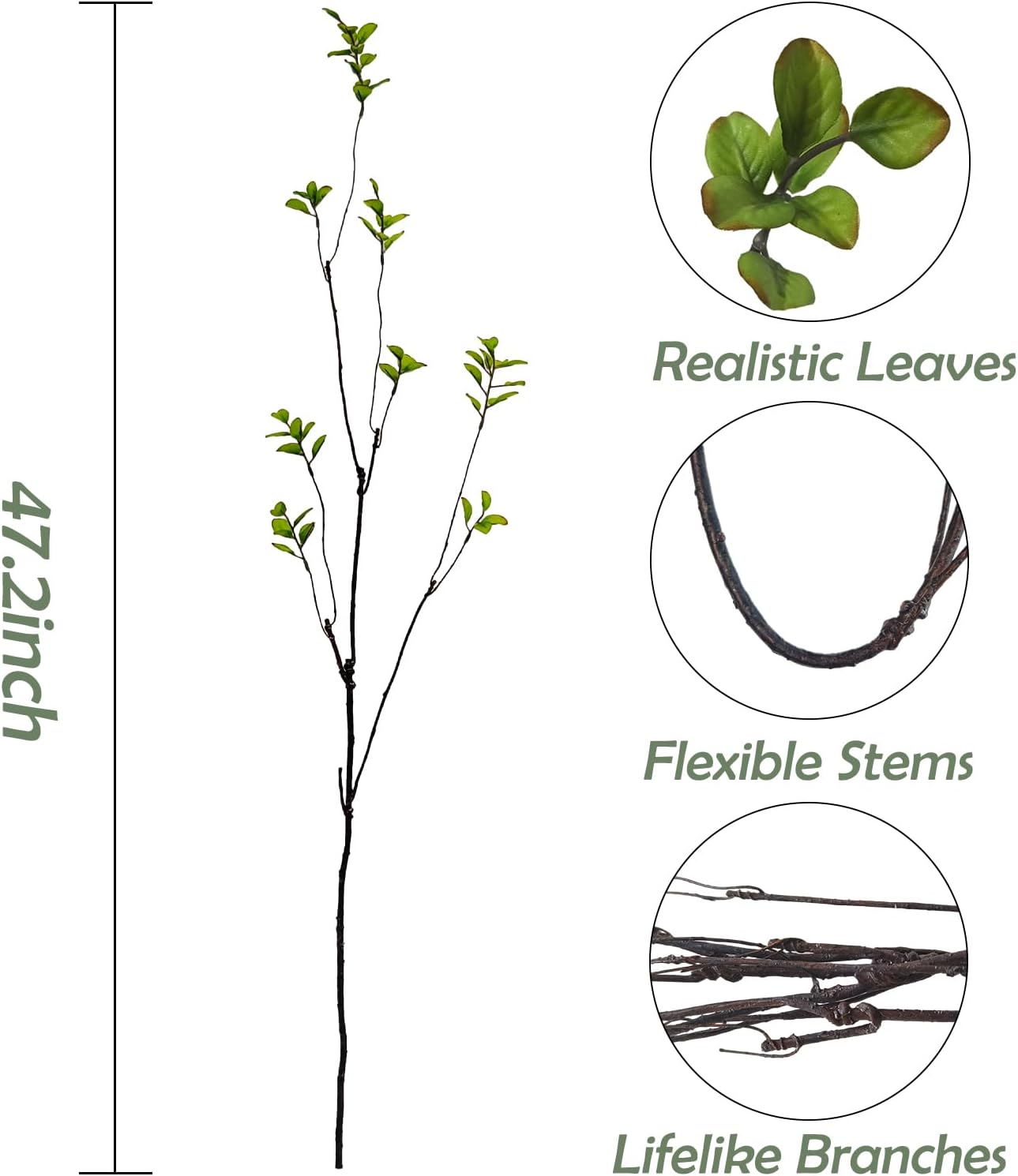 4 Pcs Artificial Ficus Branches for Vase Filler and Centerpiece