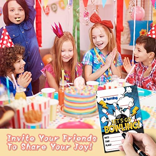 DETIHO 4x6 Bowling Birthday Invitations 20 Sets