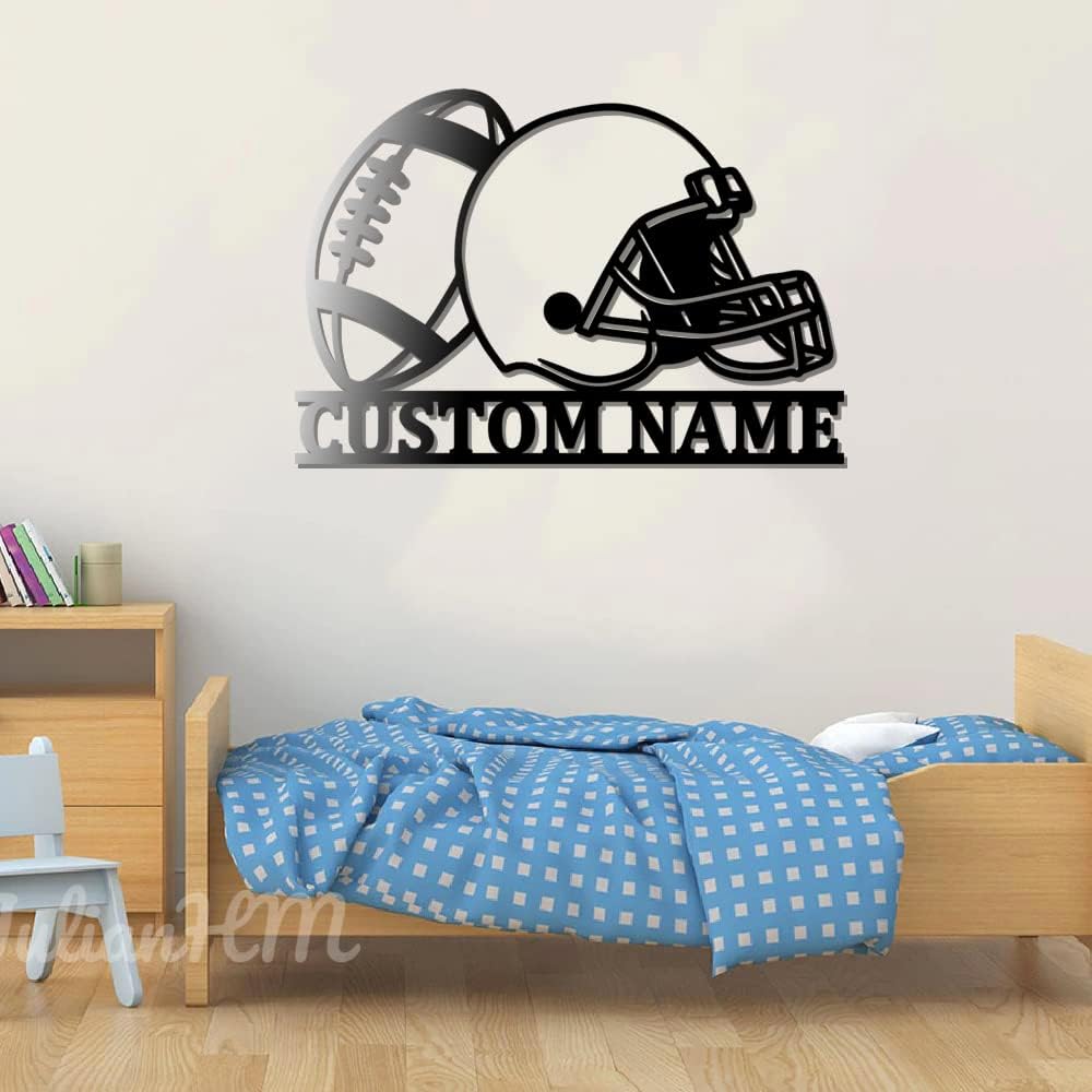 Custom Football Helmet Metal Wall Art with LED Lights