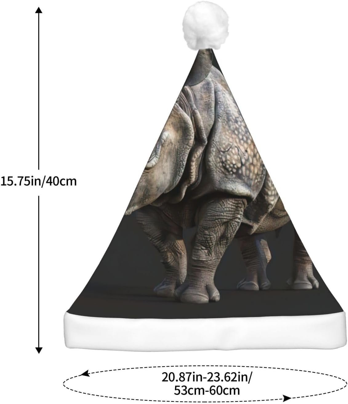 Animal Rhino Print Christmas Hat with LED Lights