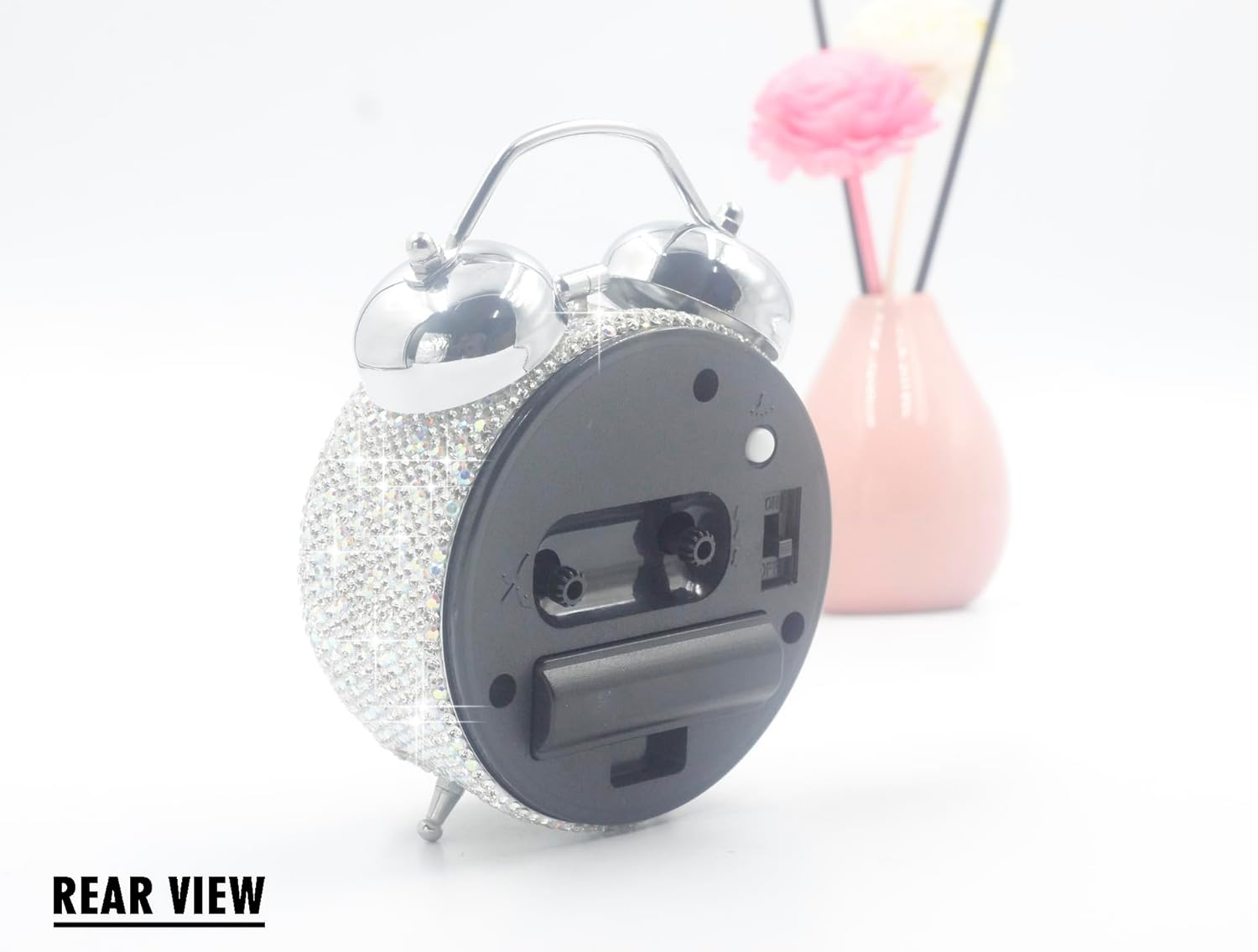 Bling Rhinestone Alarm Clock with Silver Design