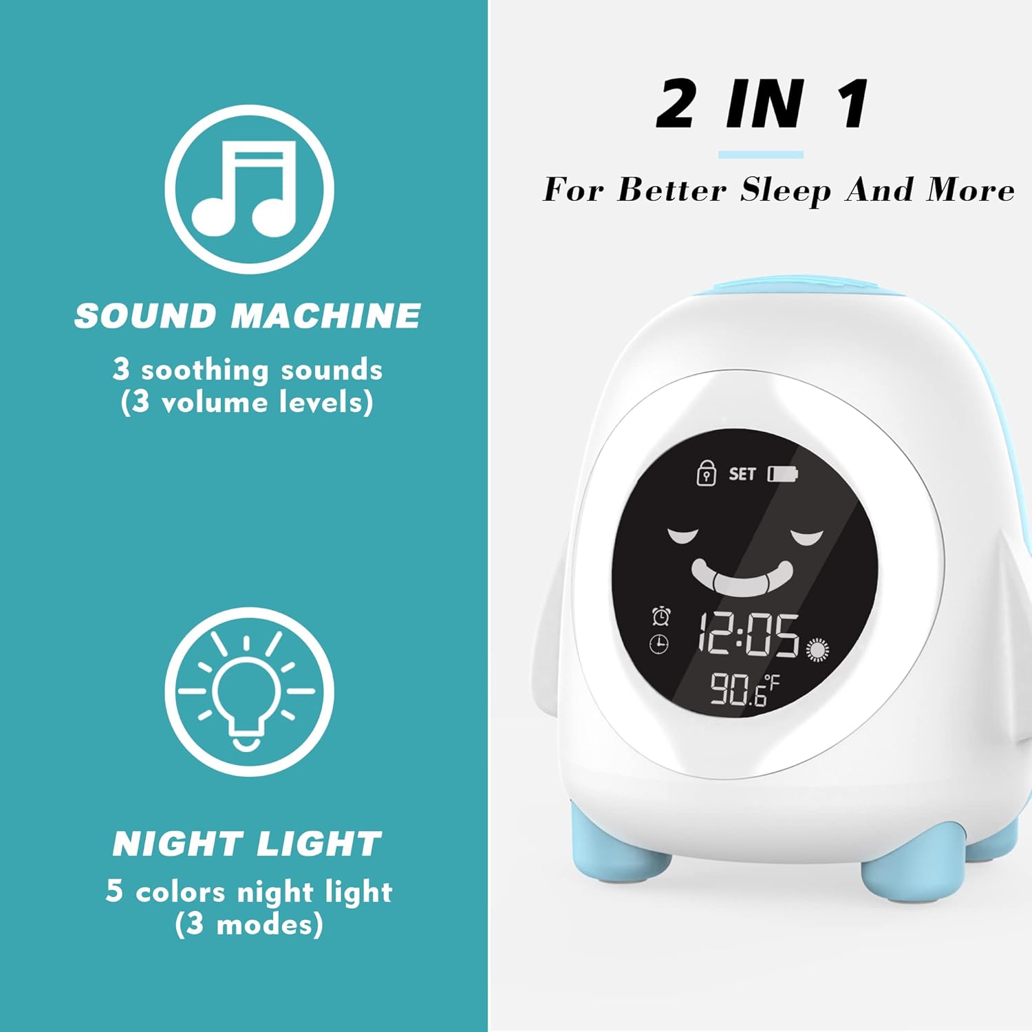 Kids Alarm Clock with Night Light and Sound
