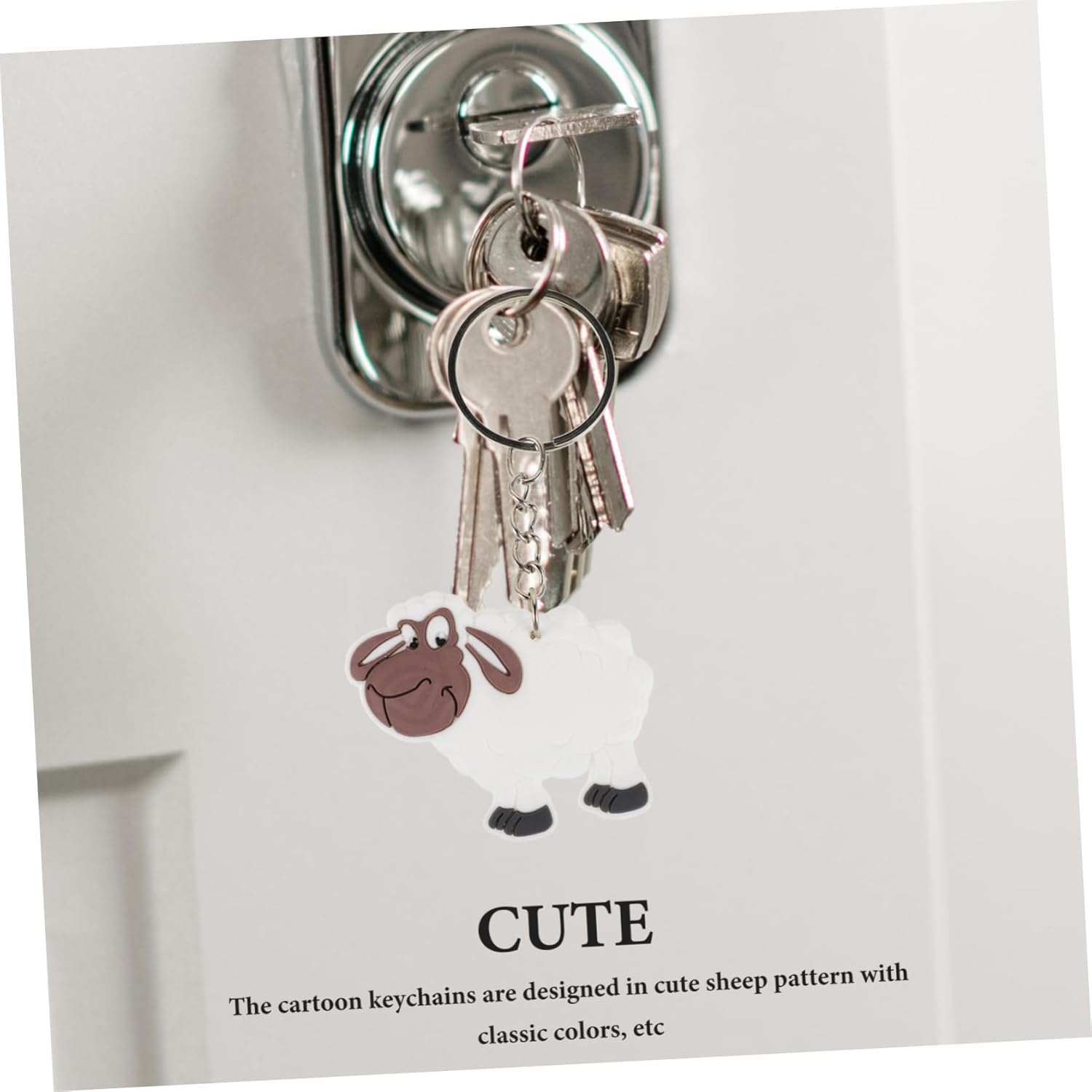 60 Pcs Cute Sheep Keychain Pendant Key Ring
