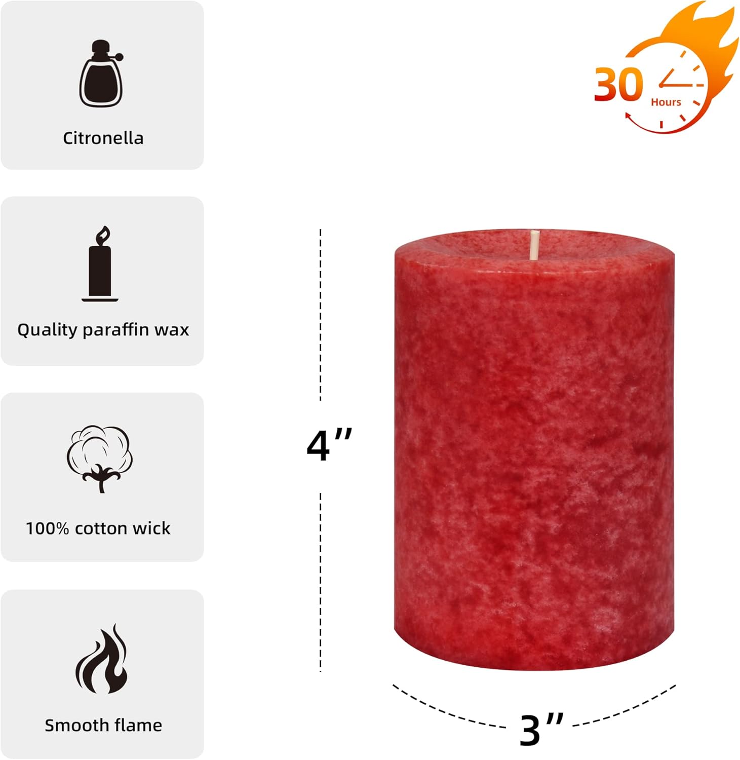 Jeco Inc 3 x 4 Cinnamon Cide Red Scented Pillar Candle