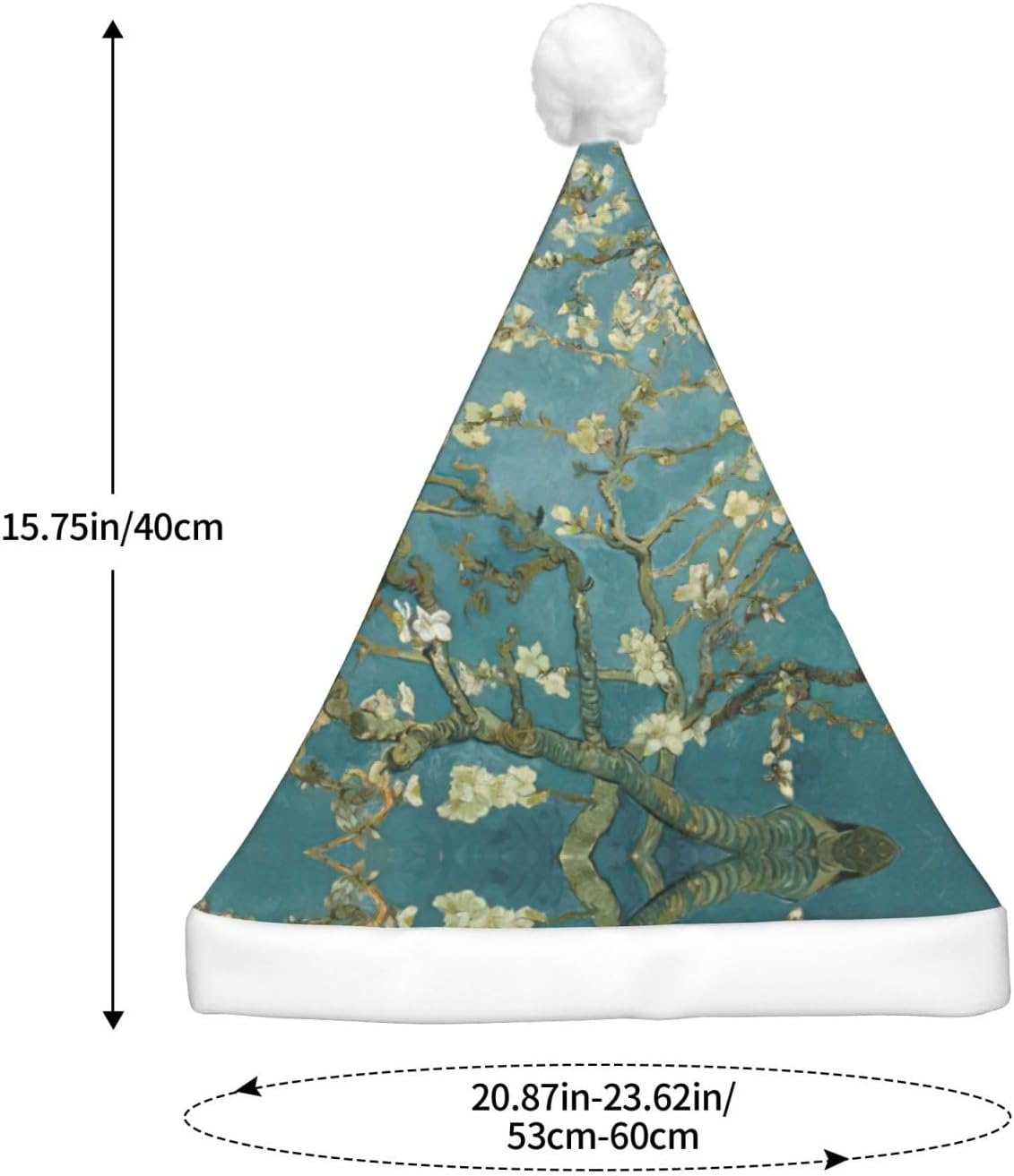 Almond Blossom Print Christmas Hat with LED Lights