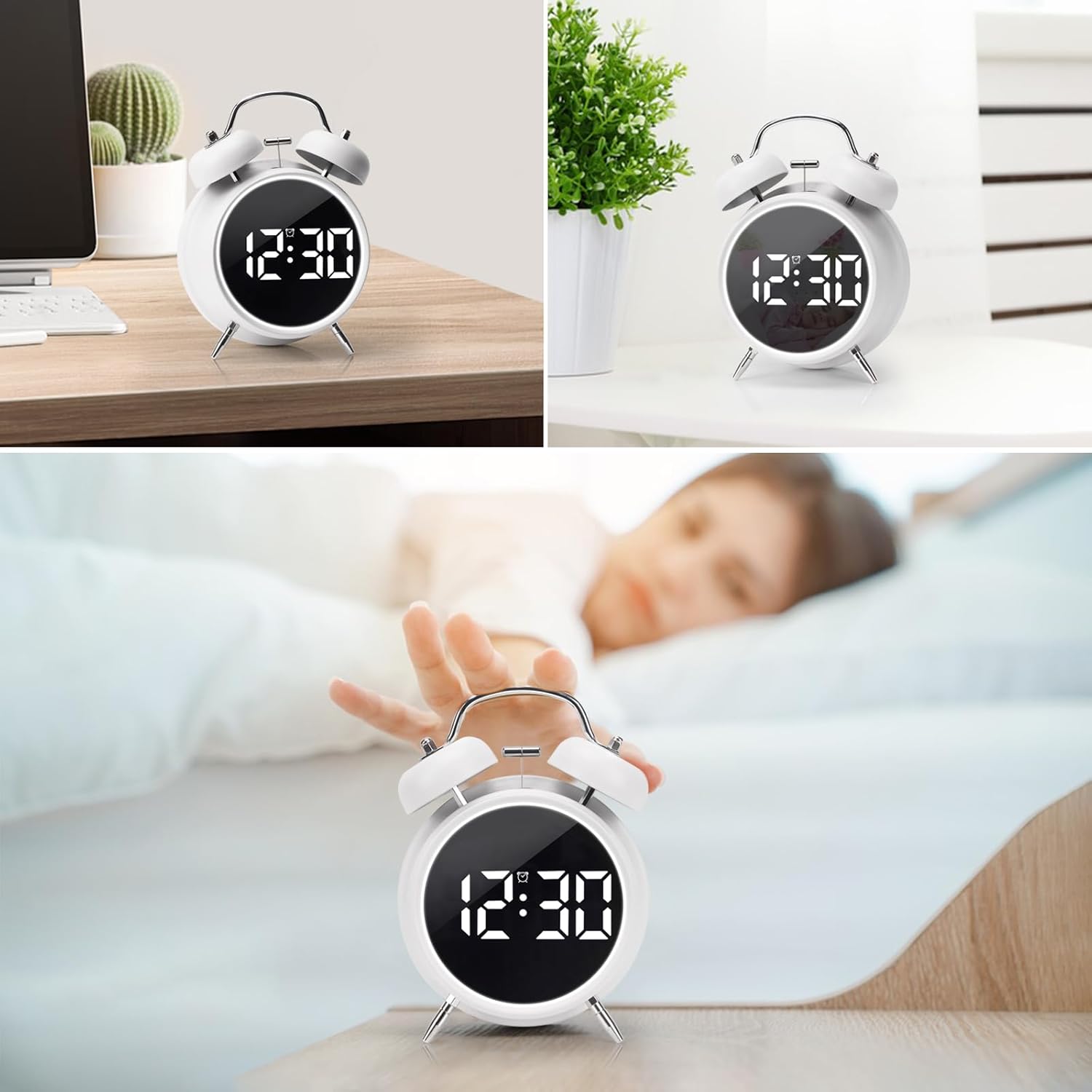 JUSTUP Loud Alarm Clock with LED Display and Night Light