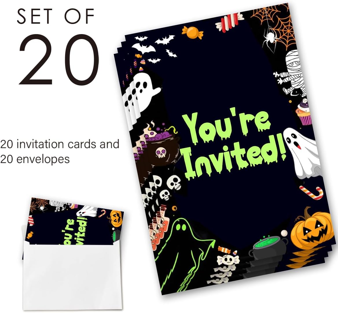 Halloween Party Invitations with Envelopes Set of 20 Double Sided 1