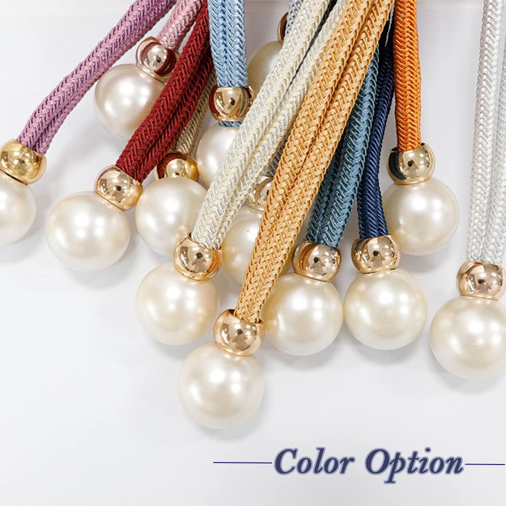 2Pcs Curtain Tie-Backs with Luxury Pearl Hooks