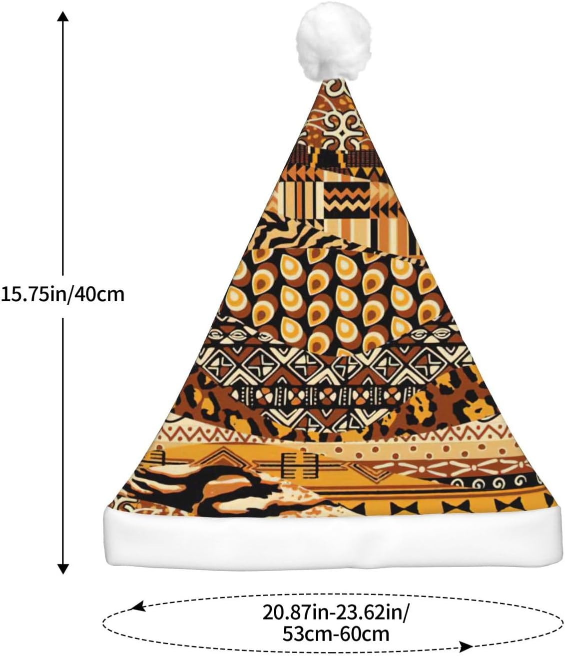 African Style Patchwork Print LED Christmas Hat for Adults