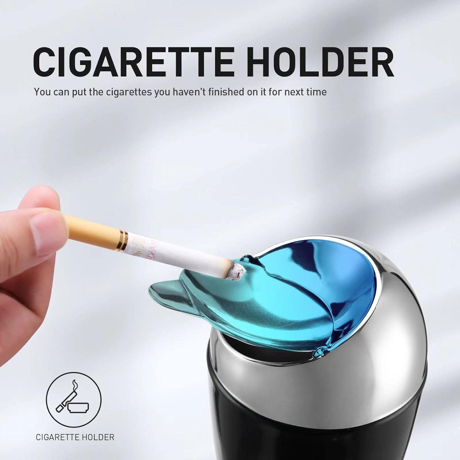 Adjustable Ashtray with Lid for Outdoor Use