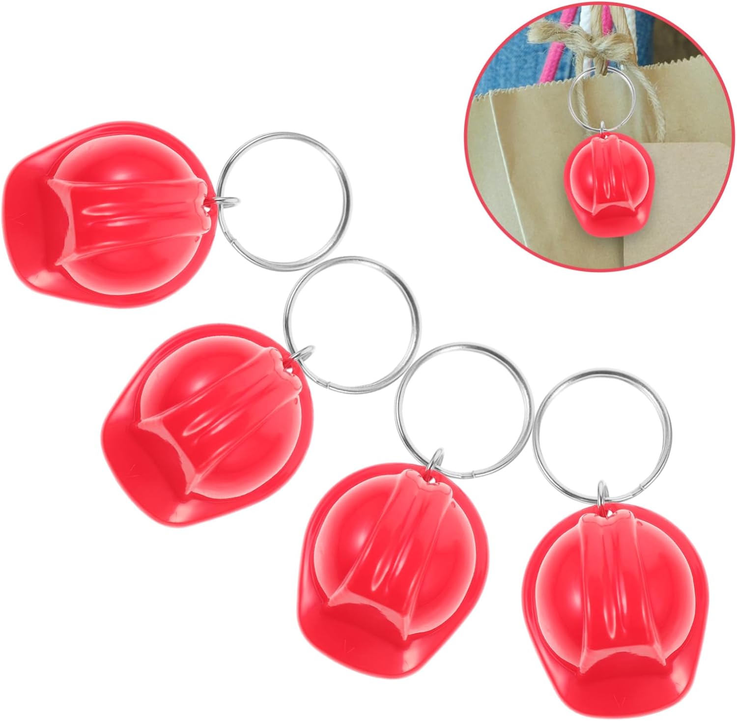 4Pcs Helmet Shaped Keychain Cute Metal Decor Accessories