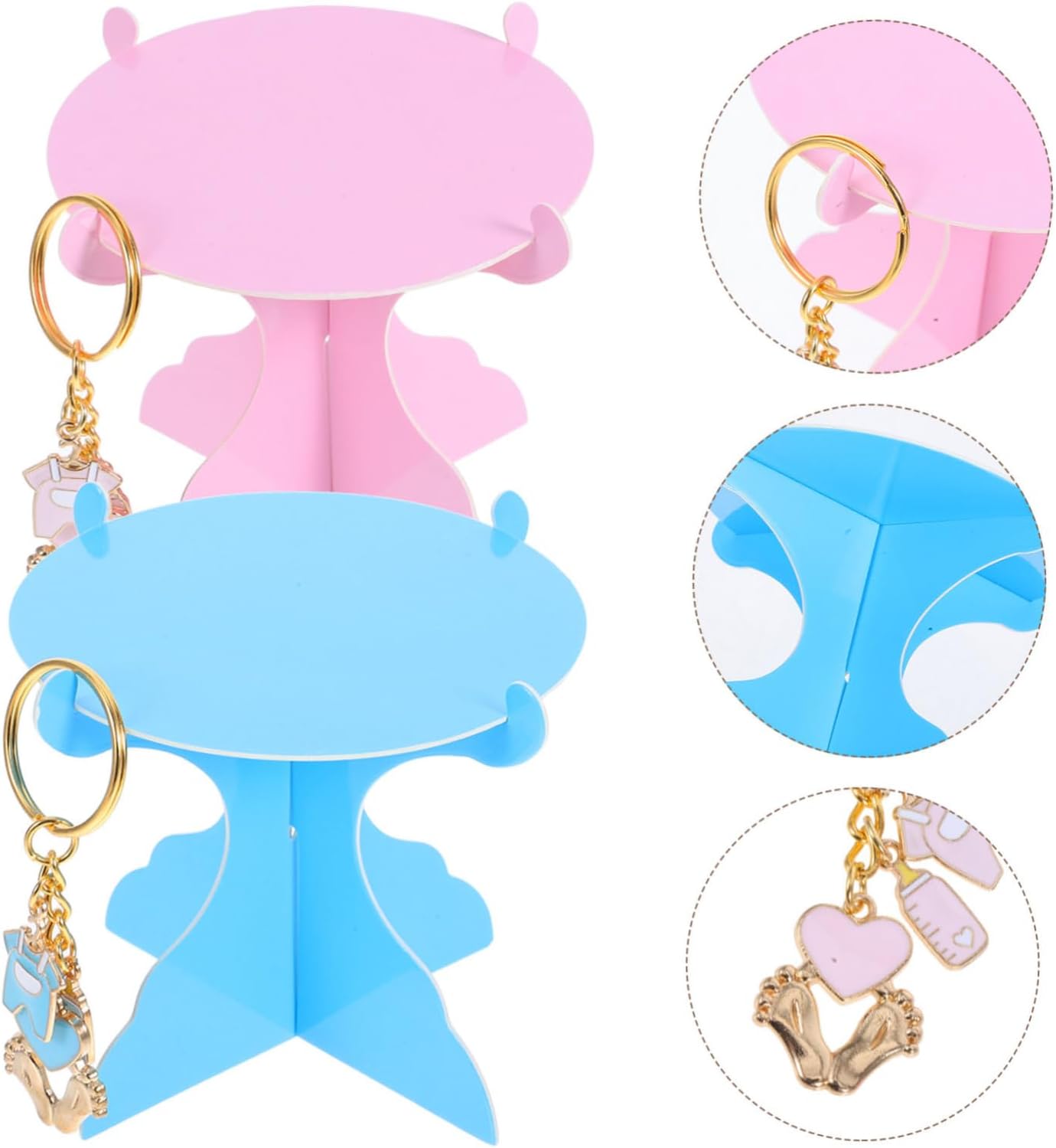 GLEAVI 1Set Shower Footprint Keychain and Mini Cupcake Rack