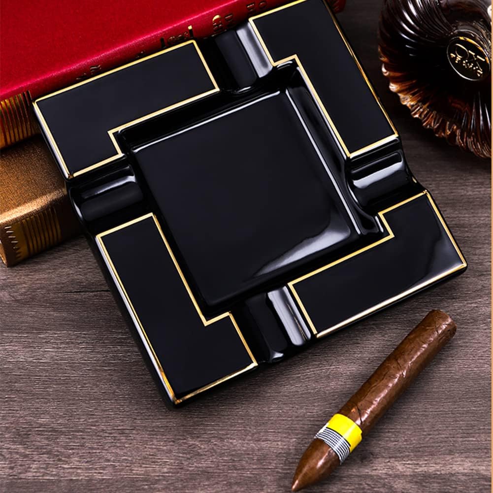 Seliau Large Ceramic Cigar Ashtray Black