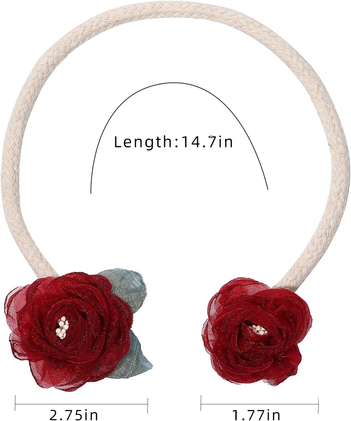 Handmade Artificial Rose Flower Curtain Holdbacks Wine Red