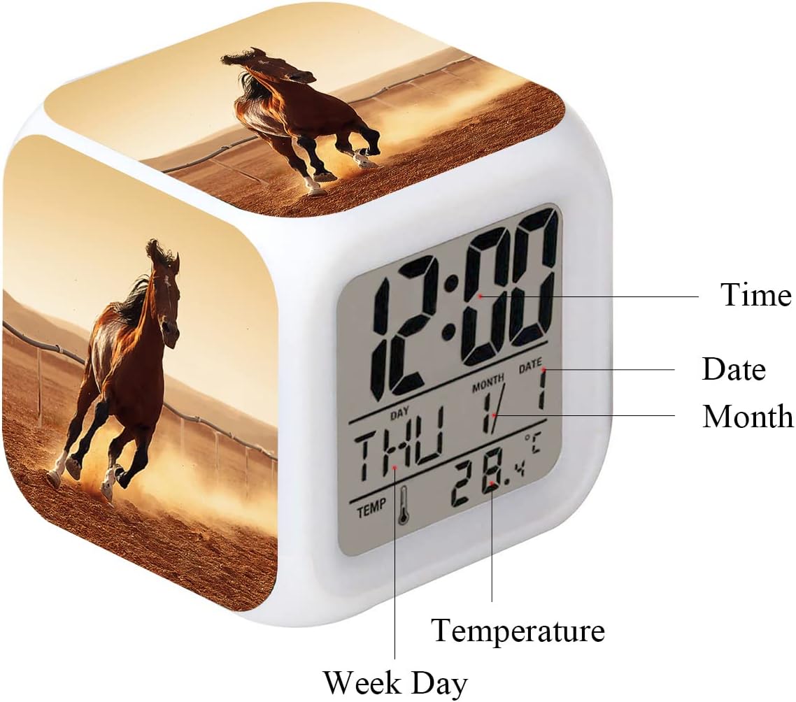 Cointone LED Alarm Clock Horse Design Clock for Kids