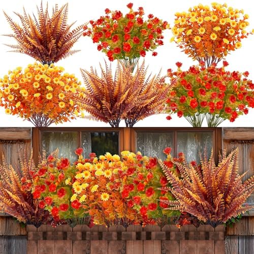 20 Bundles Artificial Fall Flowers for Outdoor Decorations