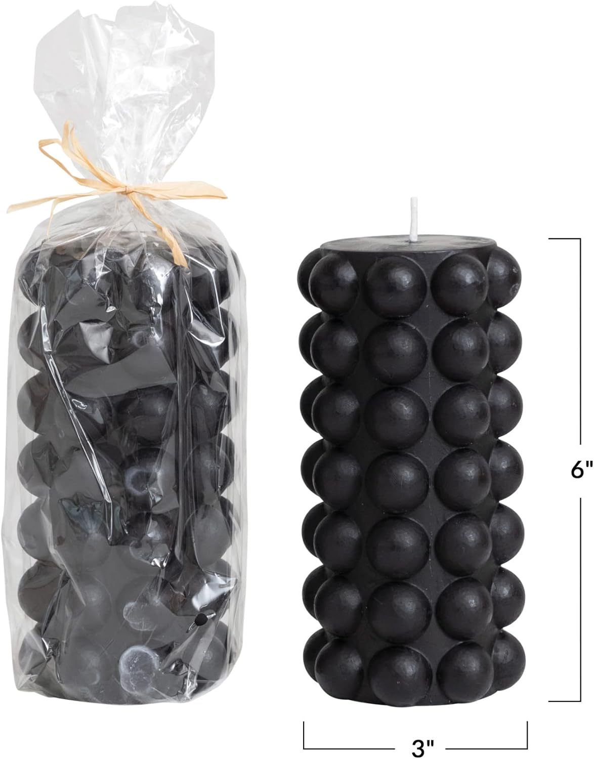 Creative Co-Op Unscented Hobnail Black Pillar Candle