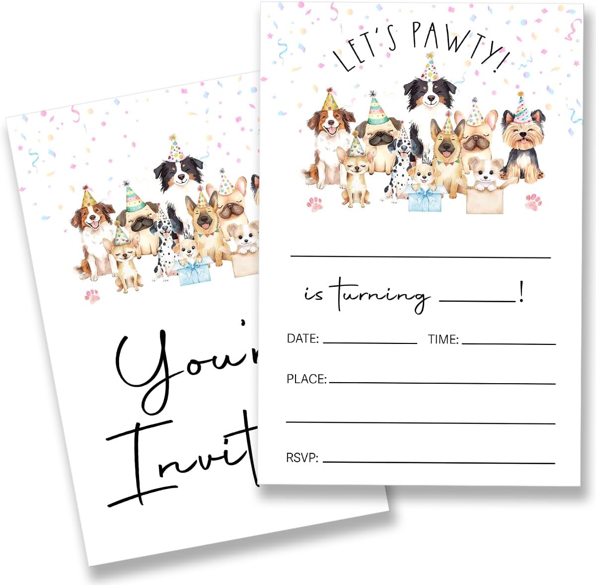 Girl Dog Birthday Party Invitations Set of 20 with Envelopes