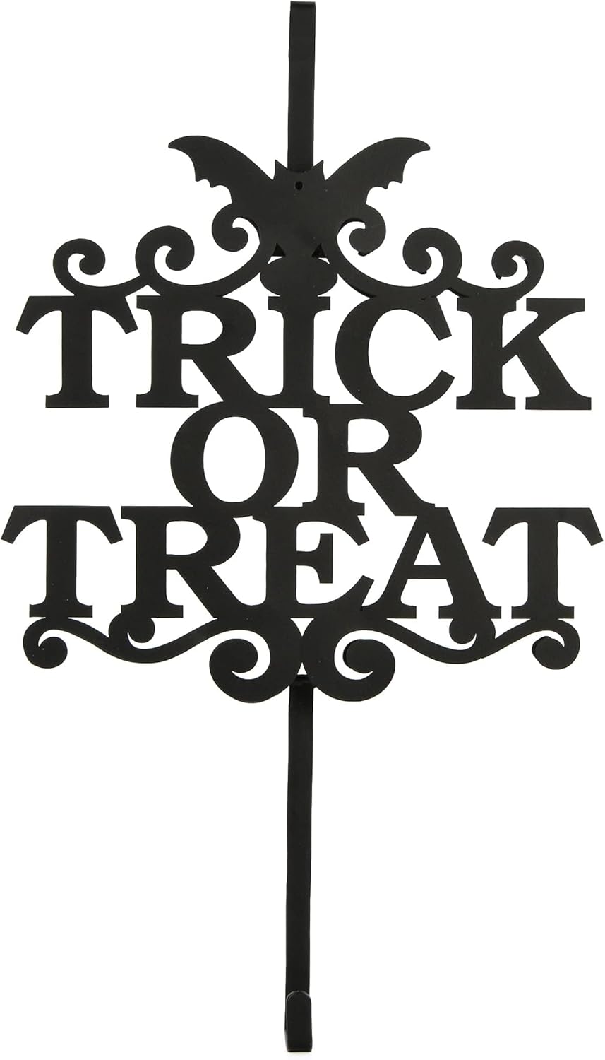 National Tree Company Trick or Treat Wreath Hanger Black 19 Inches