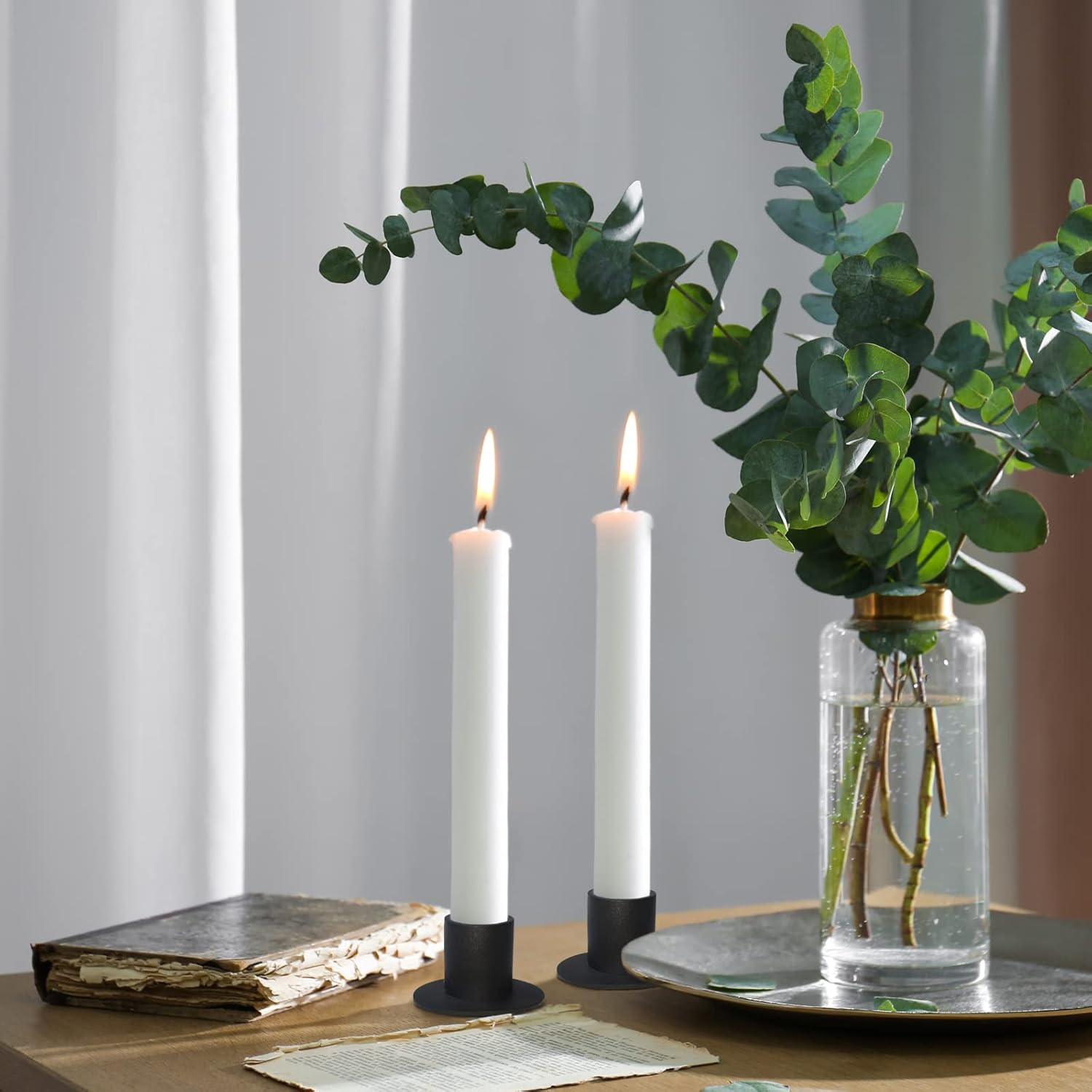 4 Pcs Black Candle Holders Retro Farmhouse Decor